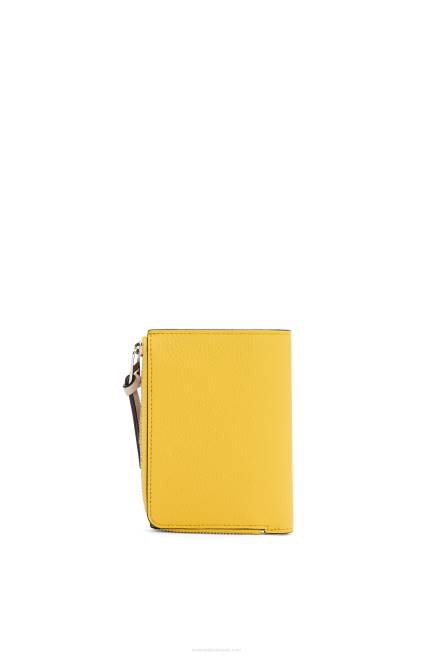 Yellow/Clay Green Slim zip bifold wallet in soft grained calfskin Loewe 84PR1283 Women