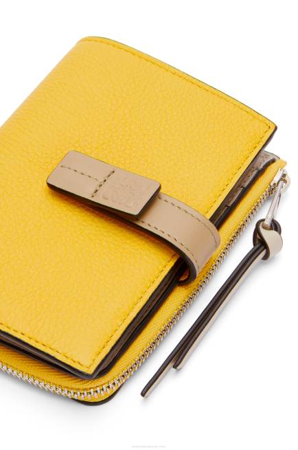 Yellow/Clay Green Slim zip bifold wallet in soft grained calfskin Loewe 84PR1283 Women