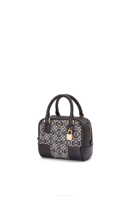 Navy/Black Amazona 16 Square bag in Anagram jacquard and calfskin Loewe 84PR139 Women