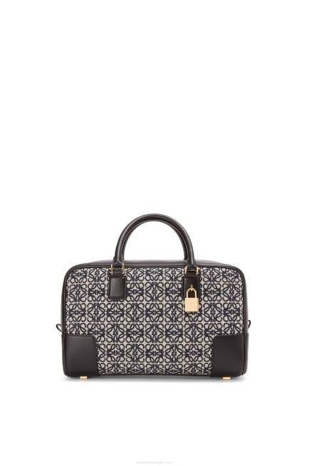 Navy/Black Amazona 28 bag in Anagram jacquard and calfskin Loewe 84PR168 Women