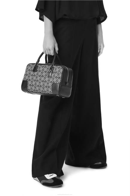 Navy/Black Amazona 28 bag in Anagram jacquard and calfskin Loewe 84PR168 Women