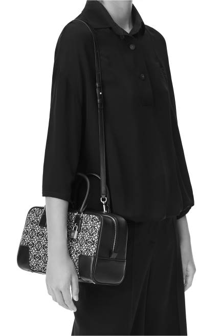 Navy/Black Amazona 28 bag in Anagram jacquard and calfskin Loewe 84PR168 Women