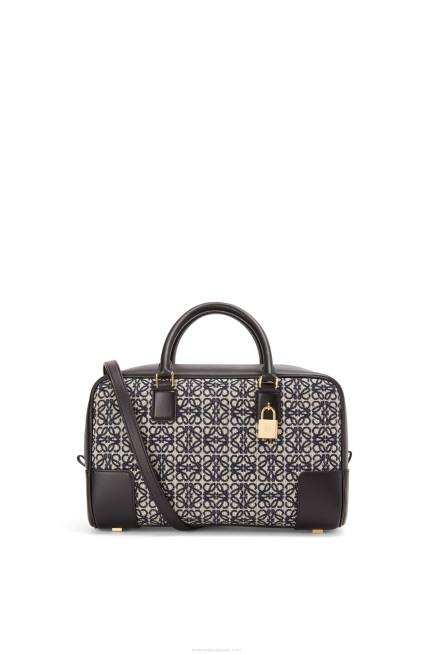 Navy/Black Amazona 28 bag in Anagram jacquard and calfskin Loewe 84PR168 Women