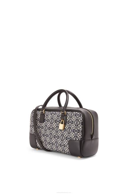Navy/Black Amazona 28 bag in Anagram jacquard and calfskin Loewe 84PR168 Women
