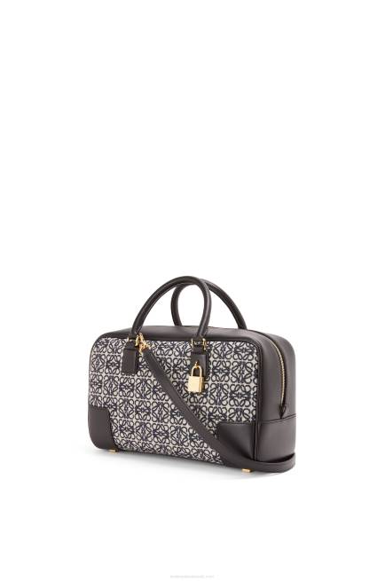 Navy/Black Amazona 28 bag in Anagram jacquard and calfskin Loewe 84PR168 Women