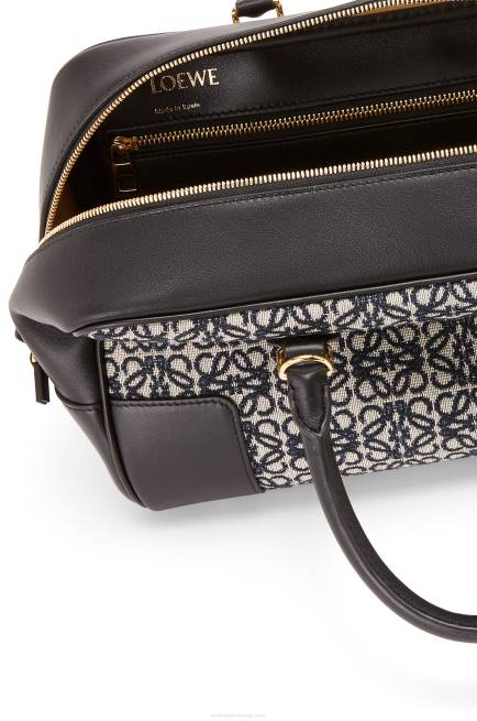 Navy/Black Amazona 28 bag in Anagram jacquard and calfskin Loewe 84PR168 Women