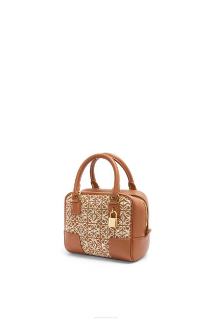 Tan/Pecan Amazona 16 Square bag in Anagram jacquard and calfskin Loewe 84PR163 Women