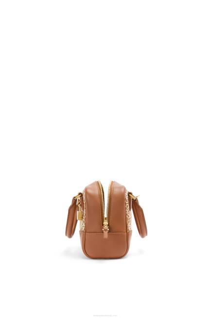 Tan/Pecan Amazona 16 Square bag in Anagram jacquard and calfskin Loewe 84PR163 Women
