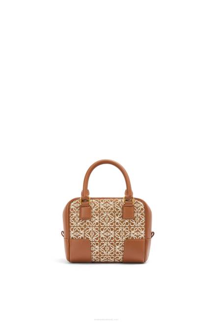 Tan/Pecan Amazona 16 Square bag in Anagram jacquard and calfskin Loewe 84PR163 Women