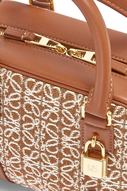 Tan/Pecan Amazona 16 Square bag in Anagram jacquard and calfskin Loewe 84PR163 Women