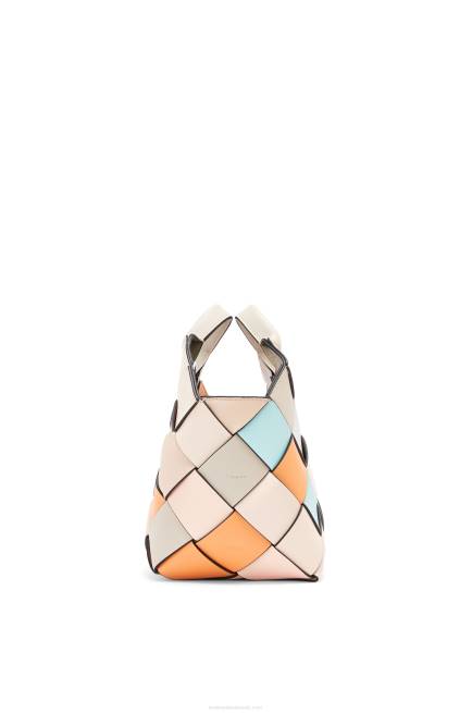 Apricot/Gold Small Surplus Leather Woven basket bag in calfskin Loewe 84PR105 Women