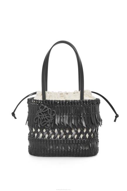 Black Fringe Square Basket bag in calfskin Loewe 84PR91 Women