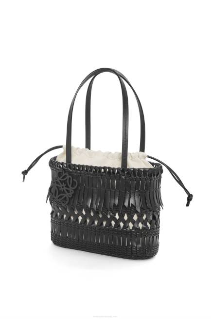 Black Fringe Square Basket bag in calfskin Loewe 84PR91 Women