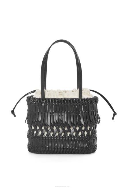 Black Fringe Square Basket bag in calfskin Loewe 84PR91 Women