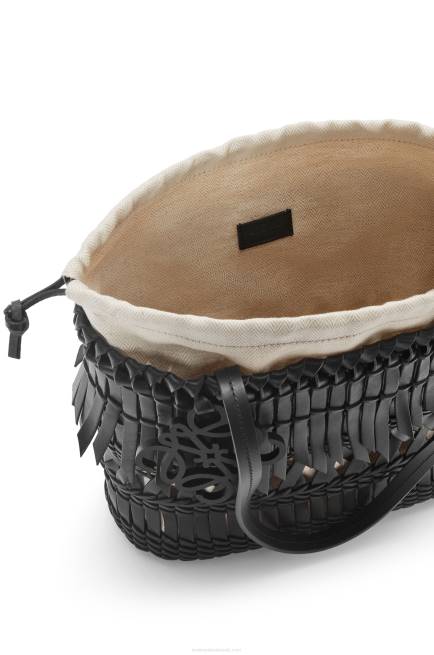 Black Fringe Square Basket bag in calfskin Loewe 84PR91 Women