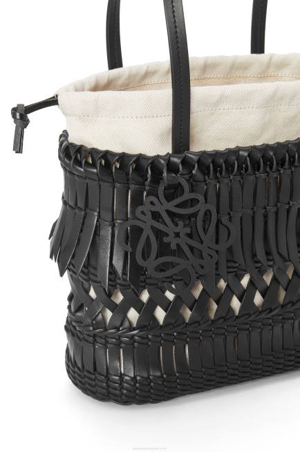 Black Fringe Square Basket bag in calfskin Loewe 84PR91 Women