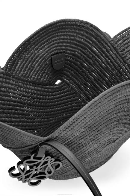 Black Petal basket bag in raffia and calfskin Loewe 84PR41 Women