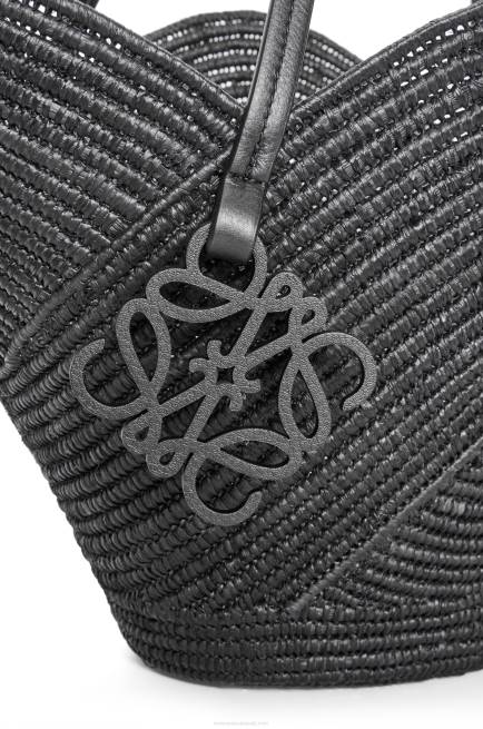 Black Petal basket bag in raffia and calfskin Loewe 84PR41 Women