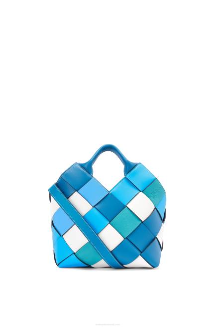 Blue Small Surplus Leather Woven basket bag in calfskin Loewe 84PR104 Women