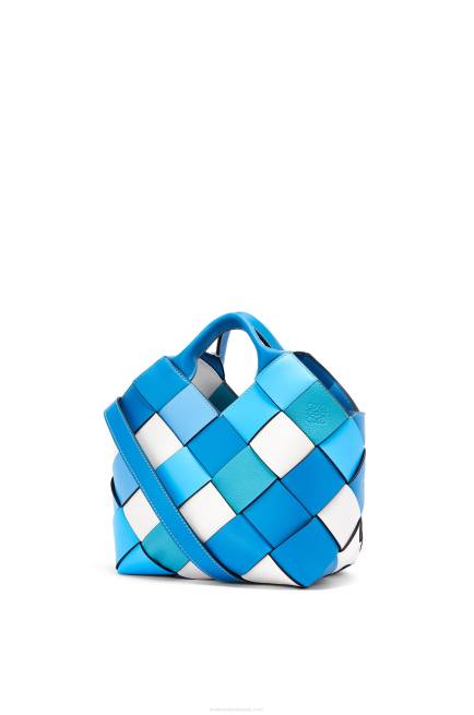 Blue Small Surplus Leather Woven basket bag in calfskin Loewe 84PR104 Women