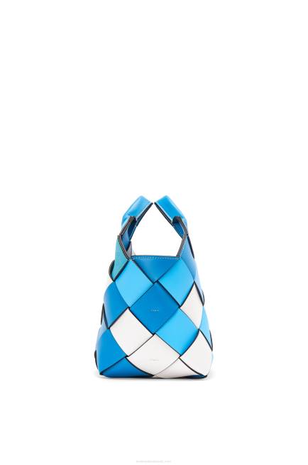 Blue Small Surplus Leather Woven basket bag in calfskin Loewe 84PR104 Women