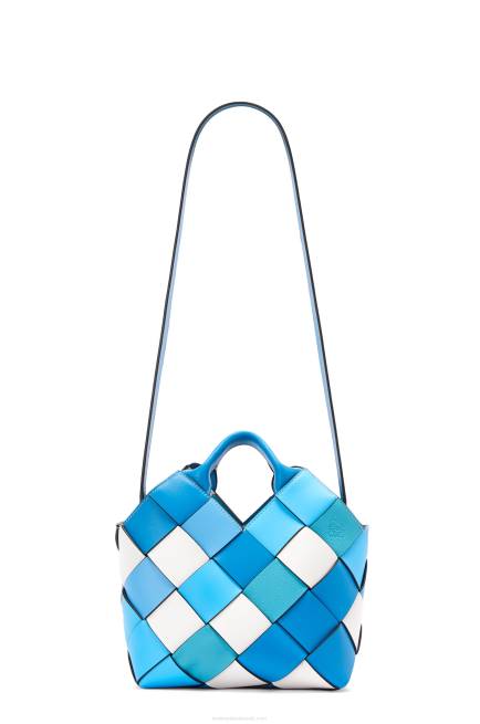 Blue Small Surplus Leather Woven basket bag in calfskin Loewe 84PR104 Women