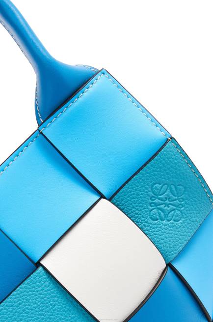 Blue Small Surplus Leather Woven basket bag in calfskin Loewe 84PR104 Women