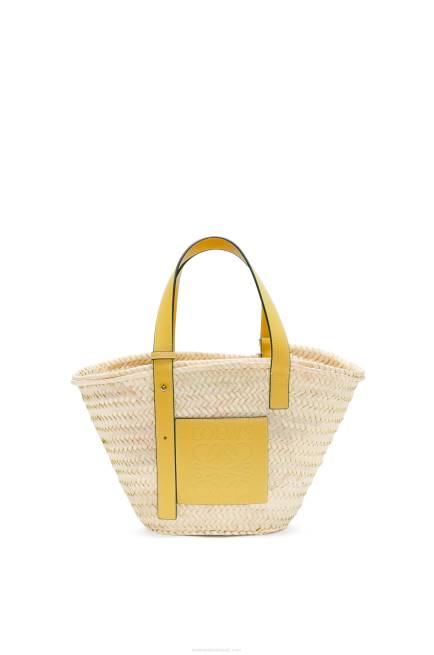 Dark Yellow Basket bag in palm leaf and calfskin Loewe 84PR51 Women