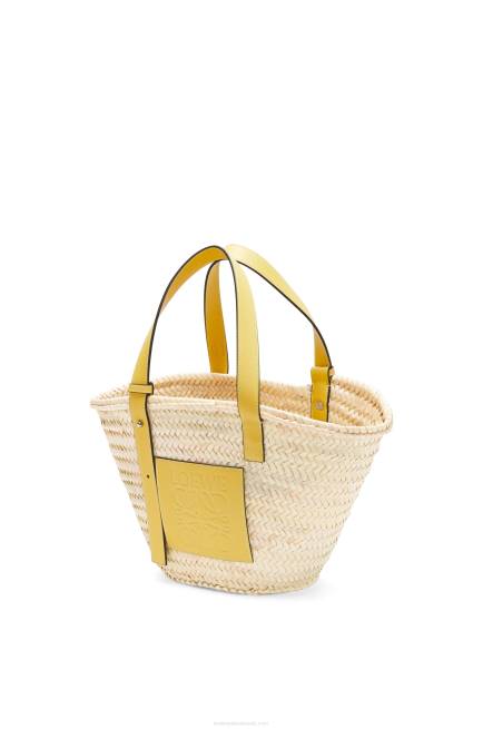 Dark Yellow Basket bag in palm leaf and calfskin Loewe 84PR51 Women