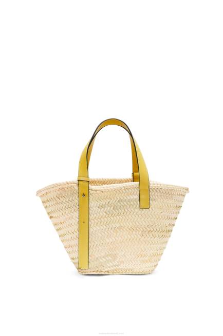 Dark Yellow Basket bag in palm leaf and calfskin Loewe 84PR51 Women