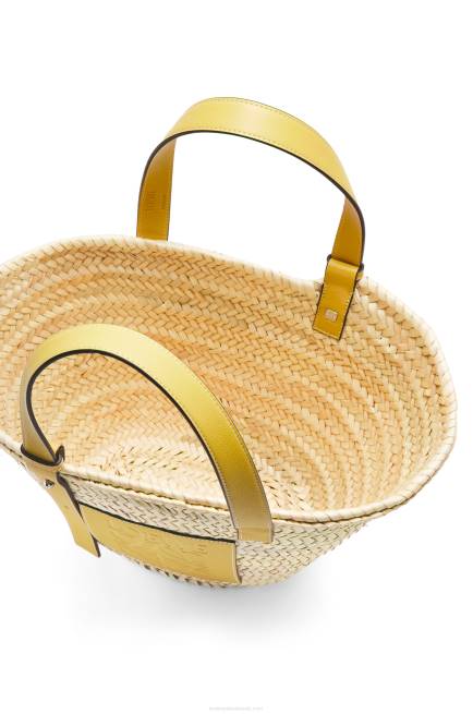 Dark Yellow Basket bag in palm leaf and calfskin Loewe 84PR51 Women