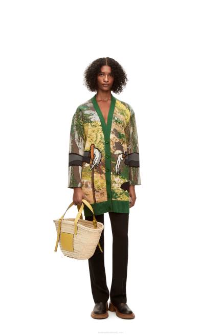 Dark Yellow Basket bag in palm leaf and calfskin Loewe 84PR51 Women