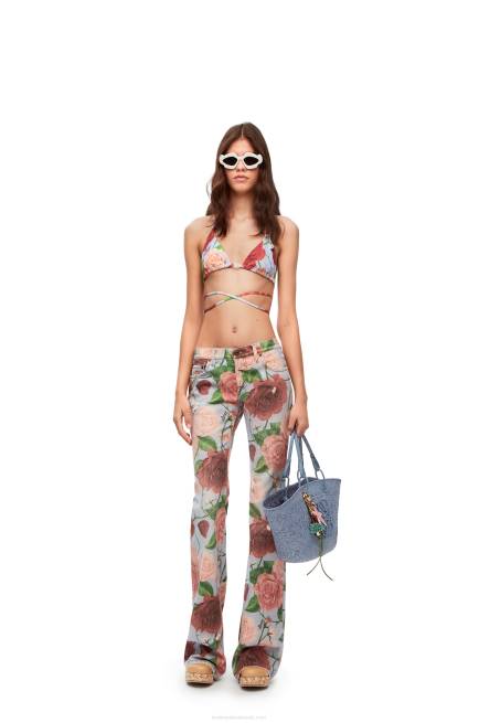 Denim Blue Anagram Basket bag in iraca palm and calfskin Loewe 84PR1 Women