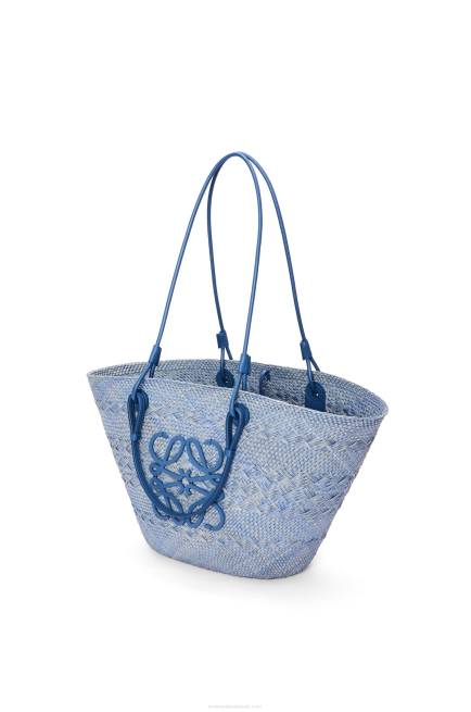Denim Blue Anagram Basket bag in iraca palm and calfskin Loewe 84PR1 Women
