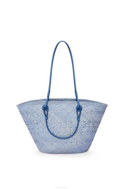 Denim Blue Anagram Basket bag in iraca palm and calfskin Loewe 84PR1 Women
