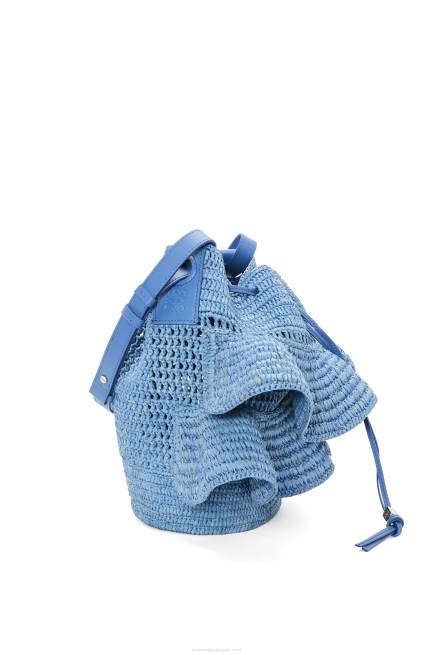 Denim Blue Balloon Ruffles bag in raffia and calfskin Loewe 84PR3 Women