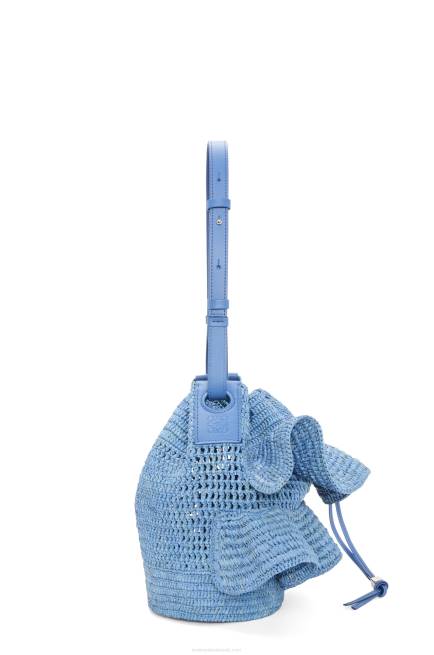 Denim Blue Balloon Ruffles bag in raffia and calfskin Loewe 84PR3 Women