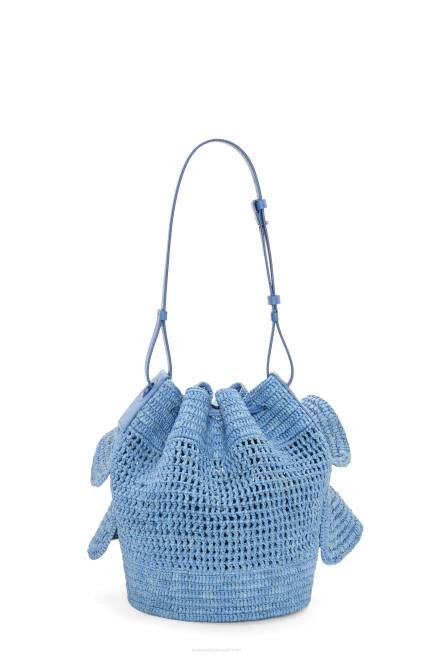 Denim Blue Balloon Ruffles bag in raffia and calfskin Loewe 84PR3 Women