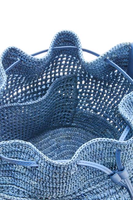 Denim Blue Balloon Ruffles bag in raffia and calfskin Loewe 84PR3 Women