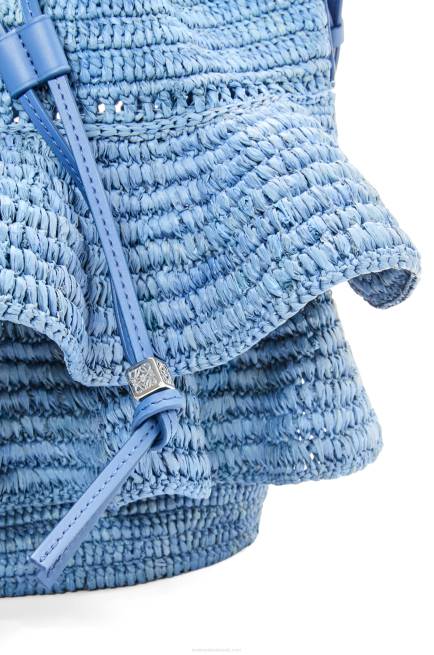 Denim Blue Balloon Ruffles bag in raffia and calfskin Loewe 84PR3 Women