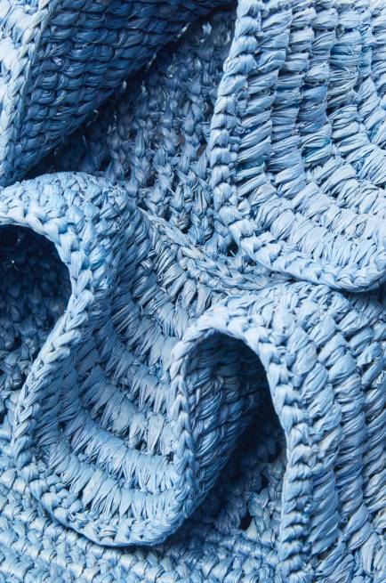 Denim Blue Balloon Ruffles bag in raffia and calfskin Loewe 84PR3 Women