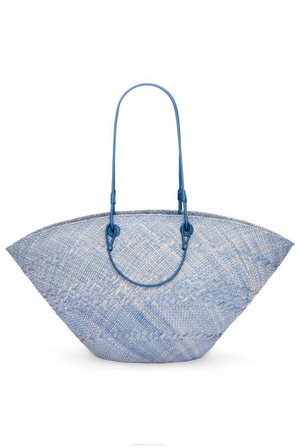 Denim Blue Large Anagram basket bag in iraca palm and calfskin Loewe 84PR2 Women