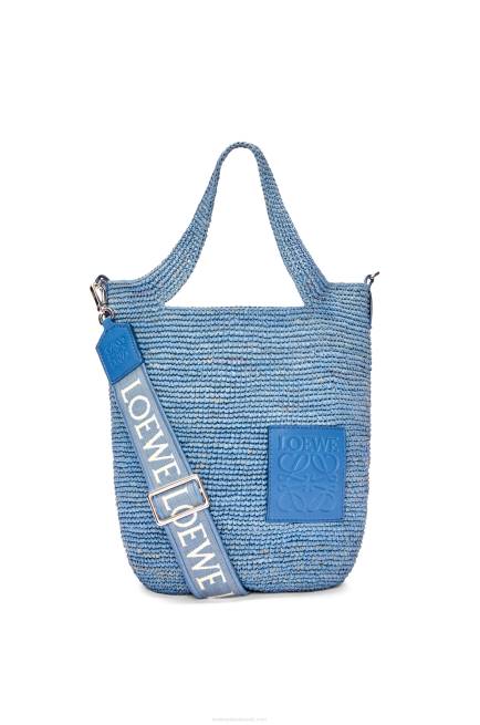 Denim Blue Mini Slit bag in raffia and calfskin Loewe 84PR4 Women