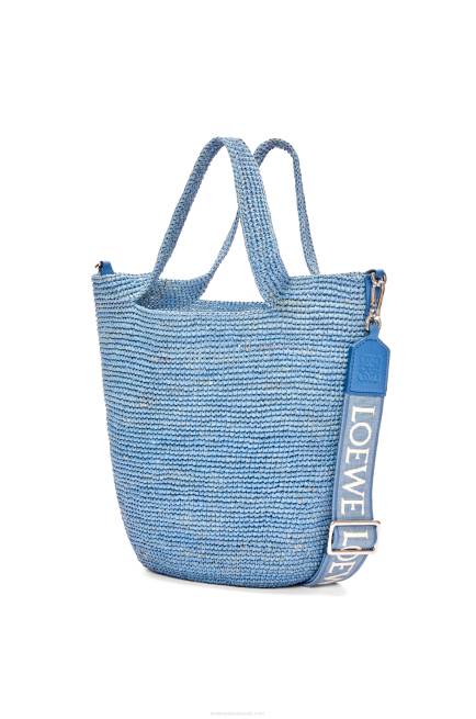 Denim Blue Mini Slit bag in raffia and calfskin Loewe 84PR4 Women