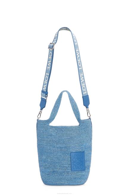Denim Blue Mini Slit bag in raffia and calfskin Loewe 84PR4 Women