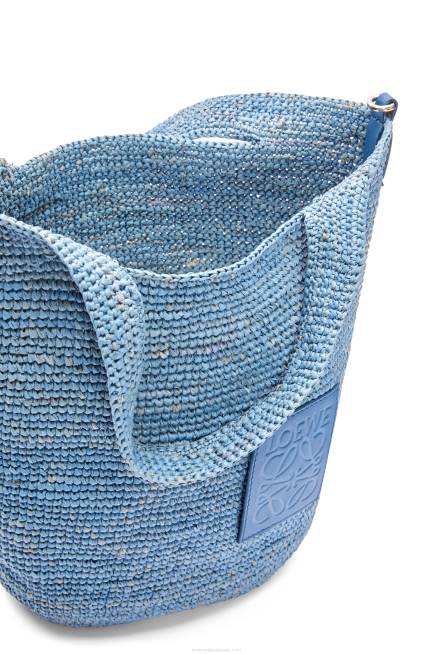 Denim Blue Mini Slit bag in raffia and calfskin Loewe 84PR4 Women