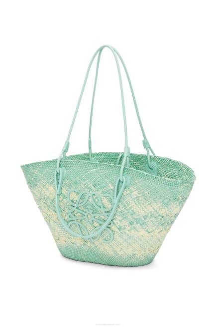 Fresh Mint Anagram basket bag in iraca palm and calfskin Loewe 84PR55 Women