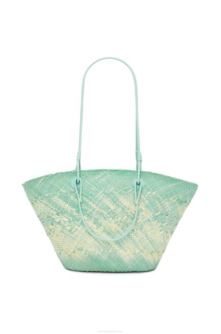 Fresh Mint Anagram basket bag in iraca palm and calfskin Loewe 84PR55 Women