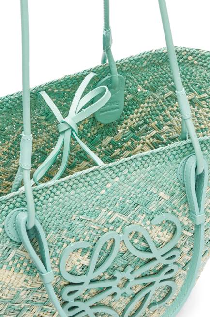 Fresh Mint Anagram basket bag in iraca palm and calfskin Loewe 84PR55 Women