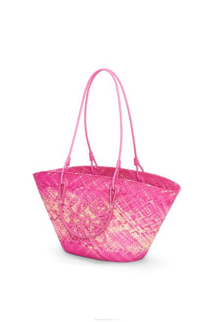 Fuchsia Anagram basket bag in iraca palm and calfskin Loewe 84PR70 Women